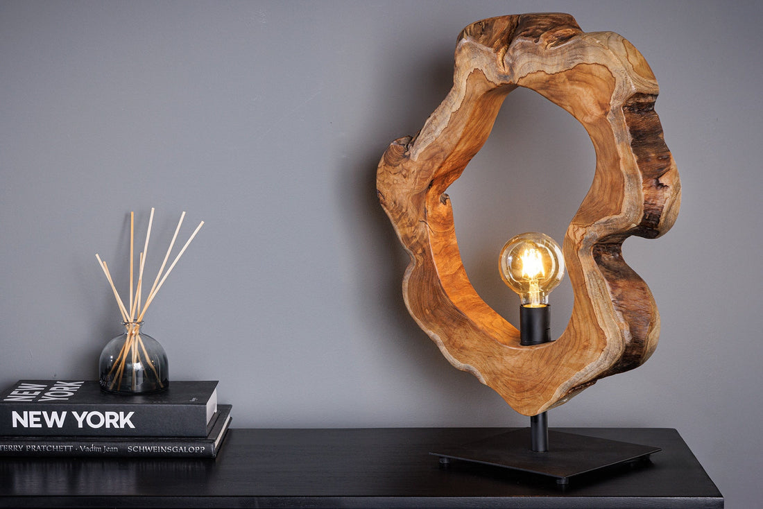 Lampe de table ORGANIC ARTWORK 55cm bois de teck naturel - 44683