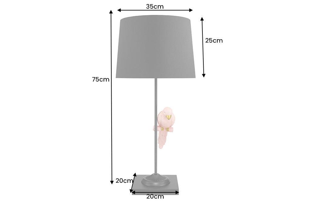 Lampe à poser WILDLIFE 75cm perroquet rose or noir - 44815