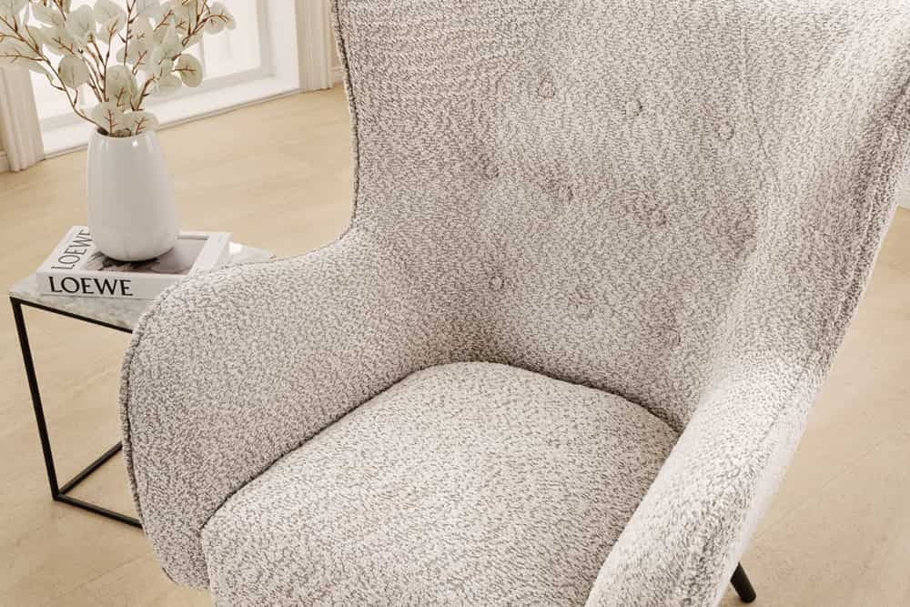 Fauteuil à oreilles AMSTERDAM boucle gris pieds métal noir - 44483