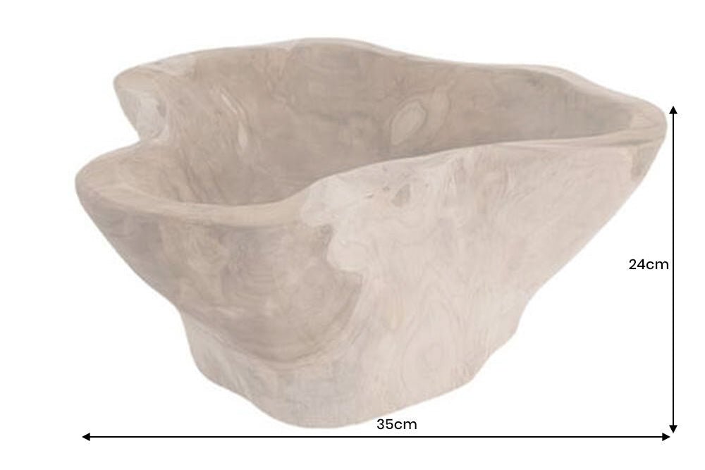 Bol décoratif FLEURS 35cm bois de teck naturel - 44707