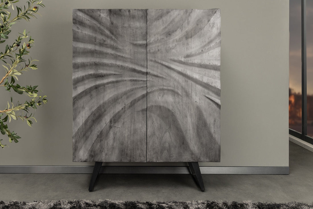 Buffet haut HURRICANE 120cm 3D bois d'acacia gris - 44445