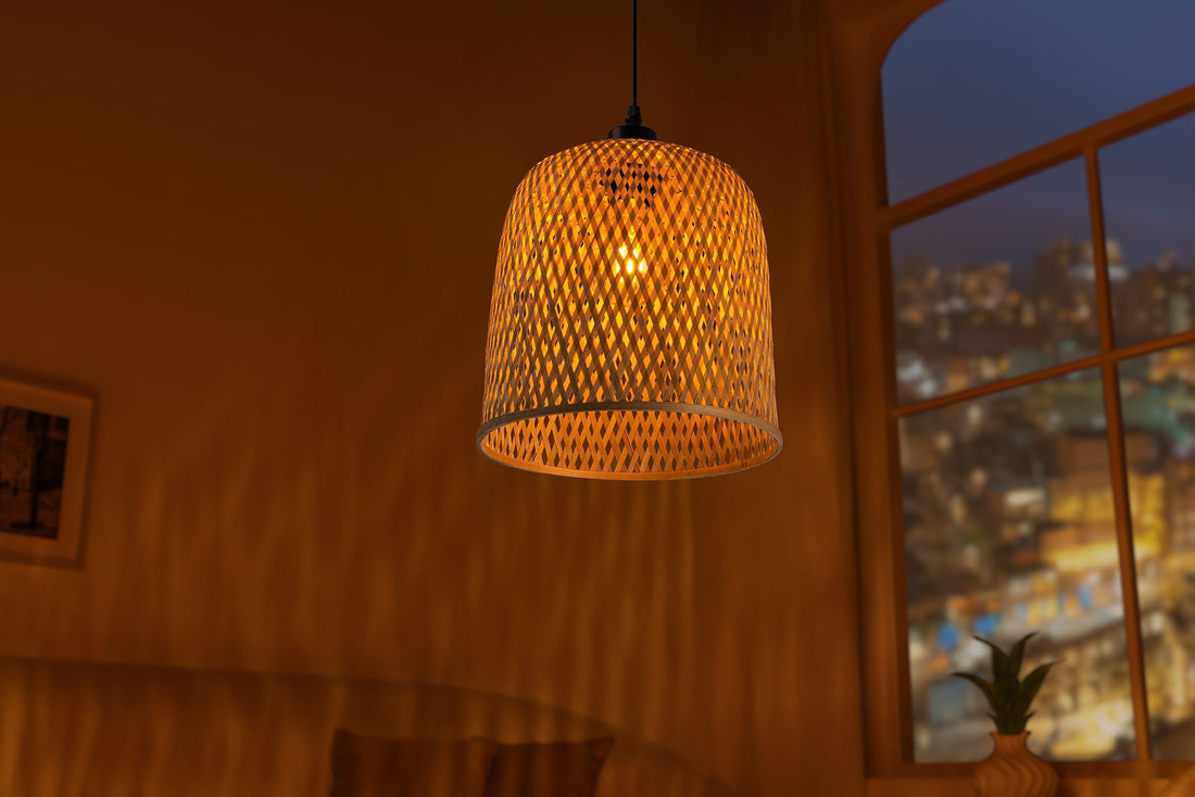 Lampe suspendue ORGANIC LIVING 25cm bambou naturel - 40582