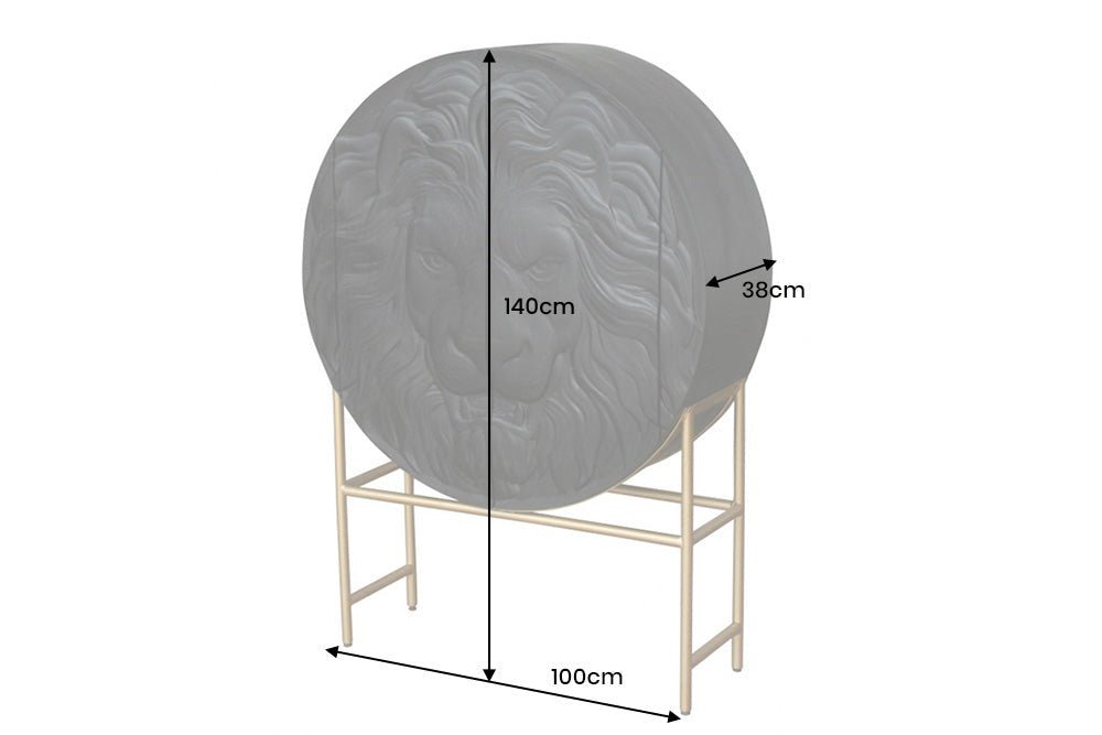 Buffet haut LION 140cm manguier 3D cadre noir doré - 45850