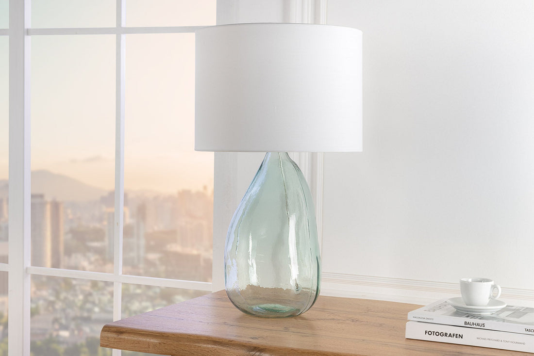 Lampe de table CLASSIC 60cm abat-jour blanc verre recyclé - 44495