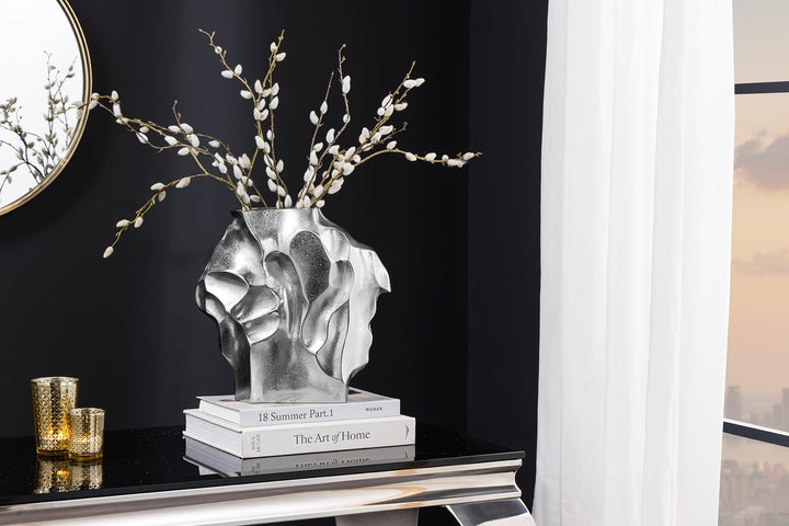 Vase LIQUIDE 30cm marteau effet marteau argent - 44877