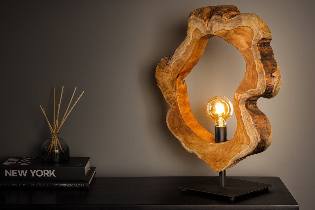 Lampe de table ORGANIC ARTWORK 55cm bois de teck naturel - 44683
