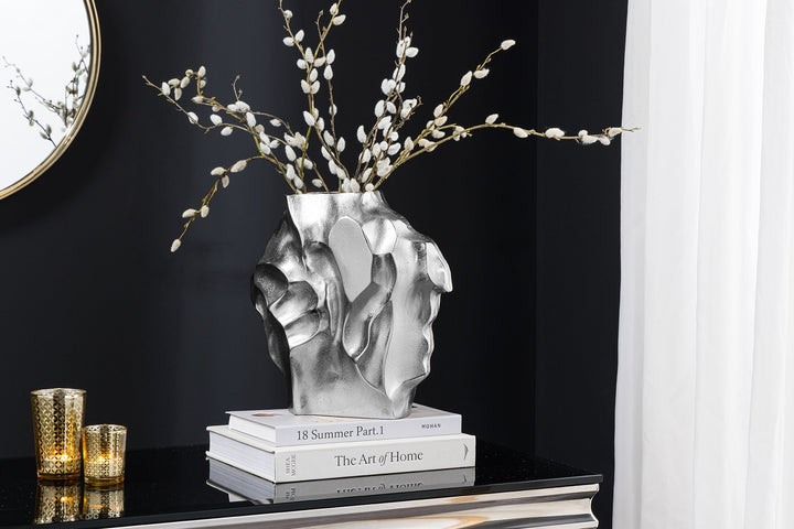 Vase LIQUIDE 25cm marteau effet marteau argent - 44879