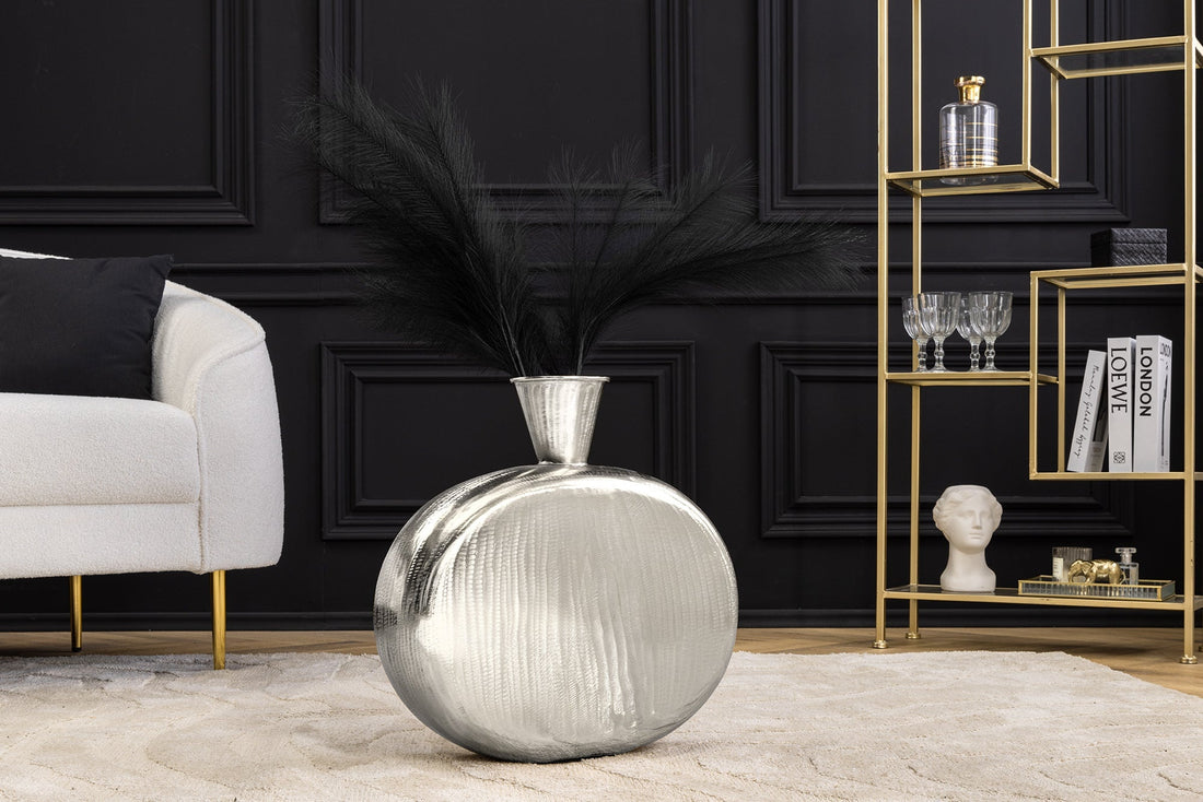 Vase ORIENT L 50cm marteau effet marteau argent - 44867