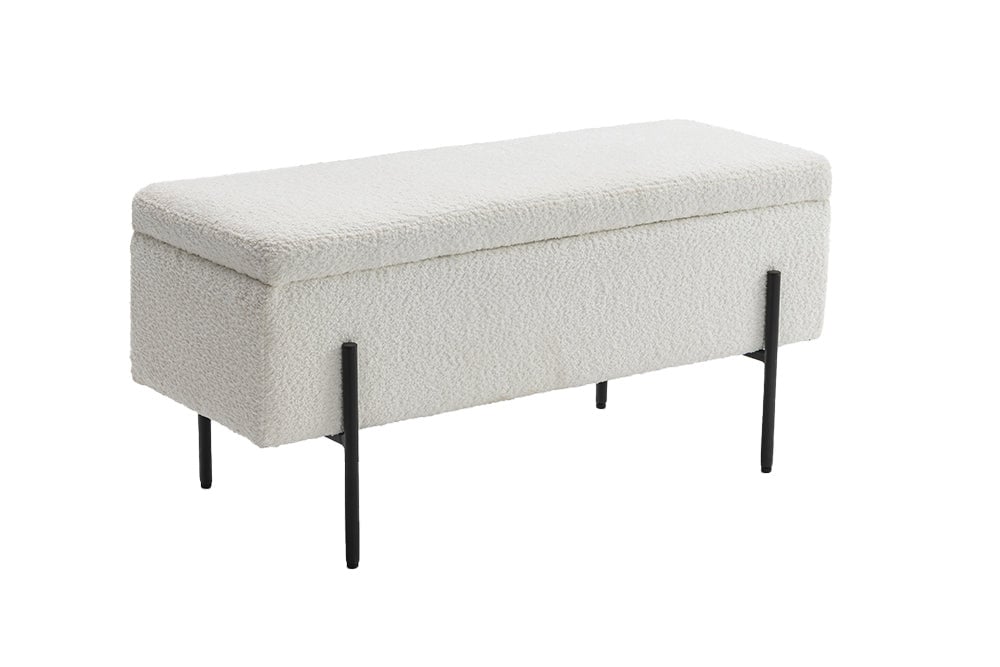 Banc avec rangement LOFT 100cm boucle blanc - 45728