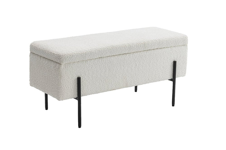 Banc avec rangement LOFT 100cm boucle blanc - 45728