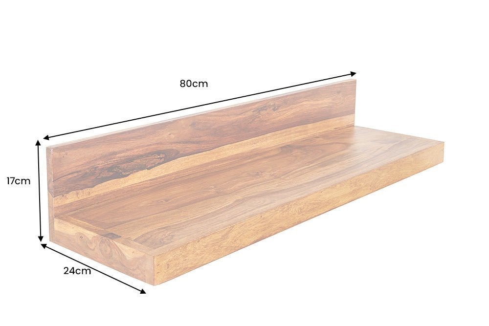 Etagère murale MAKASSAR 80cm finition pierre naturelle bois de sheesham - 44744