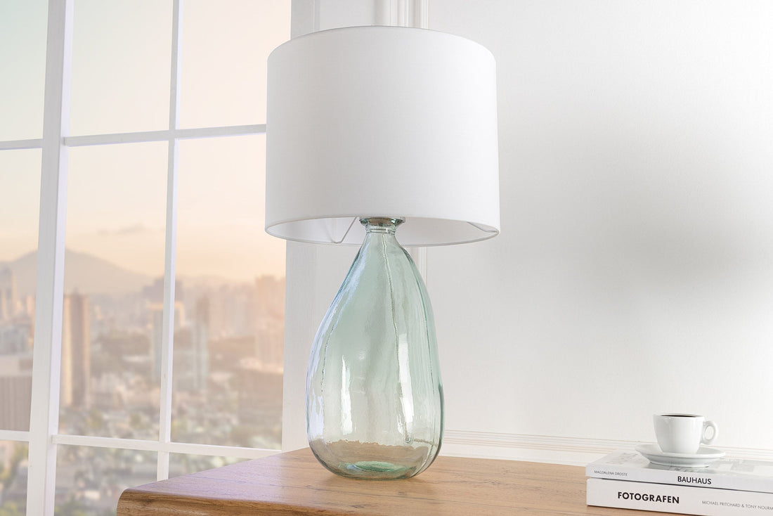 Lampe de table CLASSIC 60cm abat-jour blanc verre recyclé - 44495