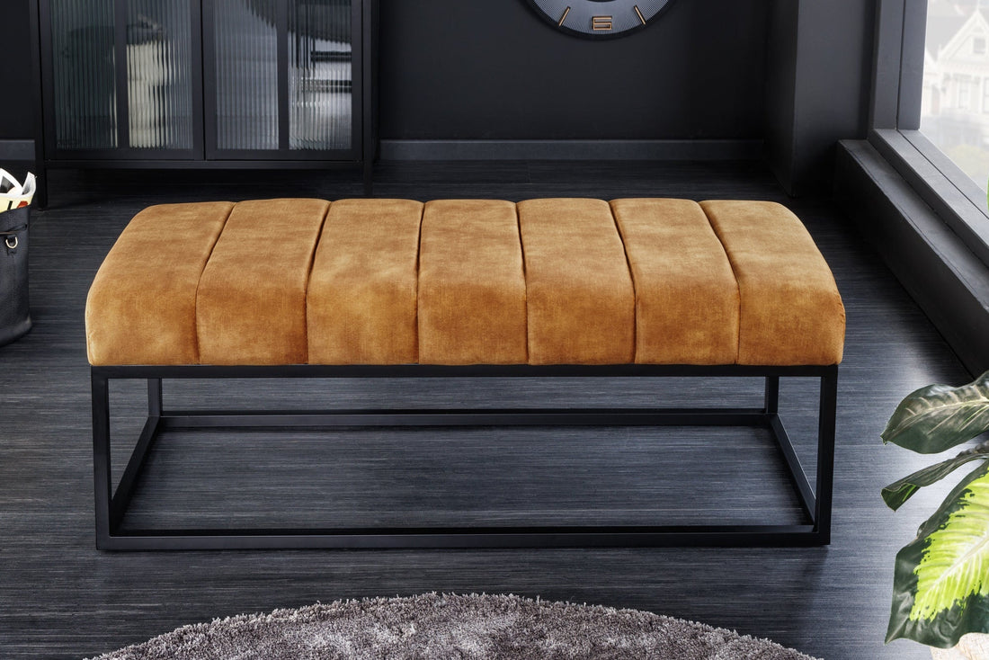Canapé PETIT BEAUTE 110cm velours jaune moutarde - 44617