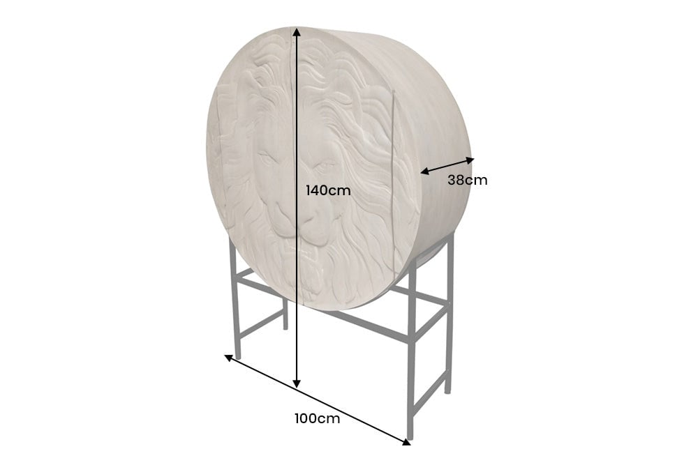 Buffet haut LION 140cm 3D manguier blanc cadre noir - 45851