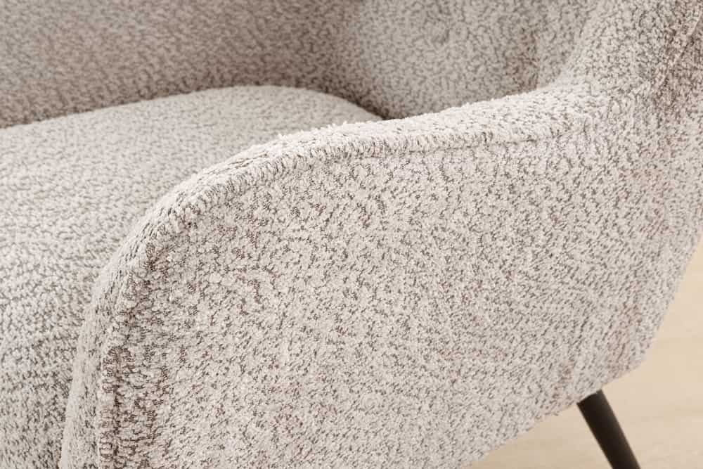 Fauteuil à oreilles AMSTERDAM boucle gris pieds métal noir - 44483