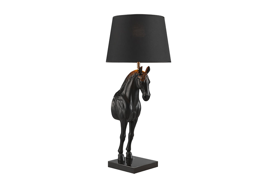 Lampe à poser noire BEAUTY 75cm cheval Sculpture noir or - 45665