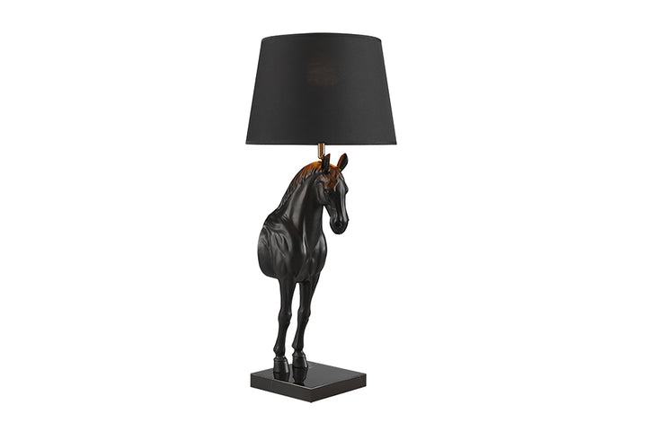 Lampe à poser noire BEAUTY 75cm cheval Sculpture noir or - 45665