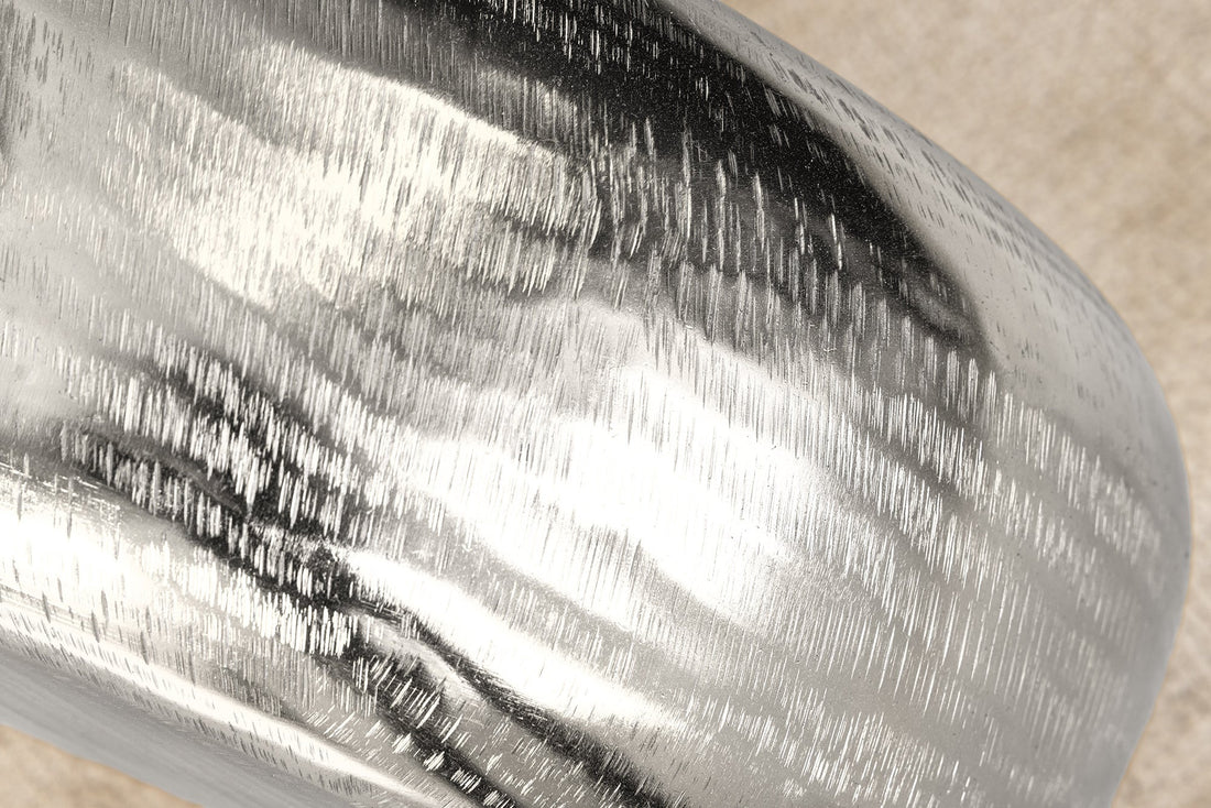 Vase ORIENT L 50cm marteau effet marteau argent - 44867