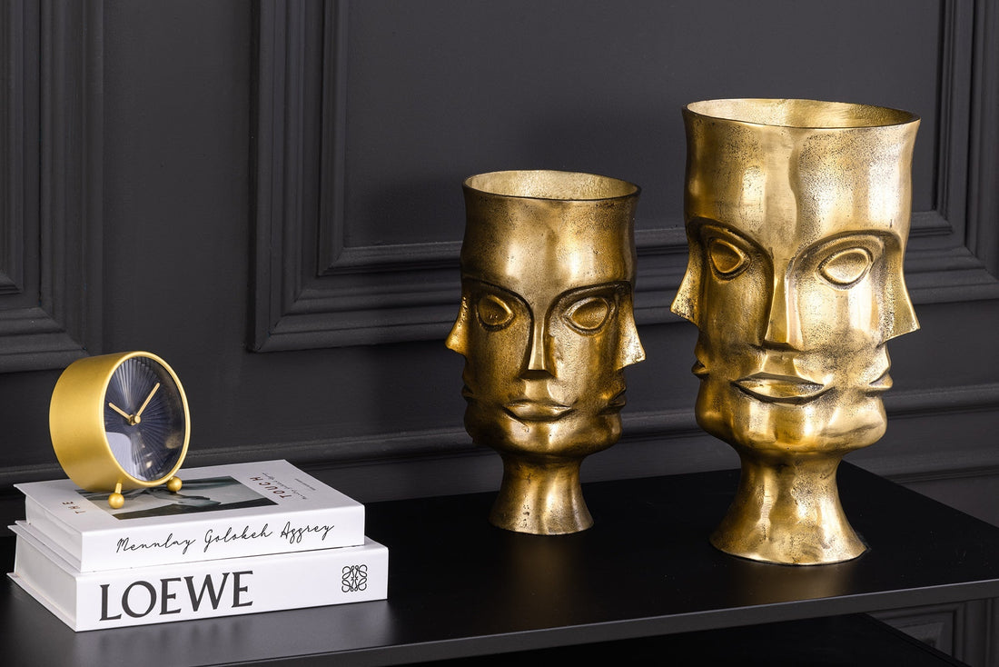 Vase à plantes FACE lot de 2 aluminium laiton antique - 44872