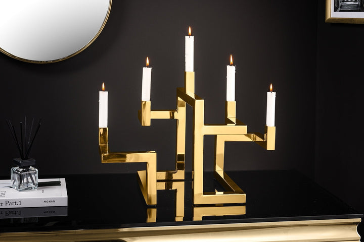 Bougeoir ABSTRAIT 50cm 5 flammes or - 44885