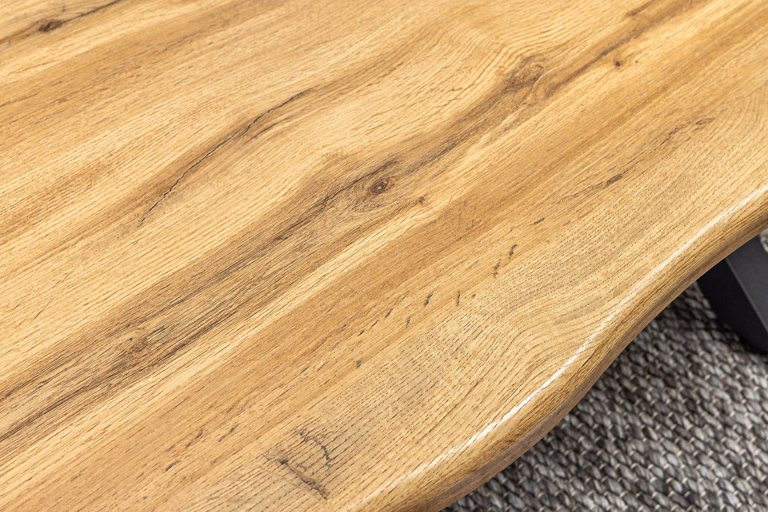 Table basse WILD 90cm plateau 30mm pieds en X aspect chêne sauvage naturel - 45081