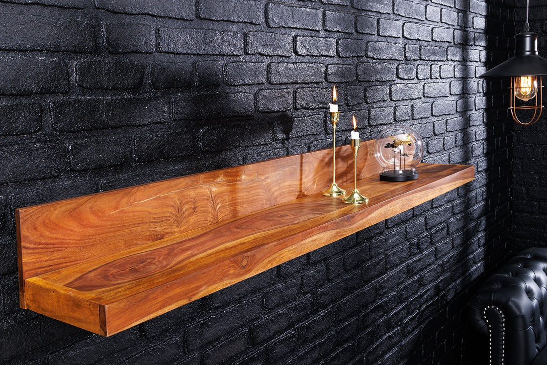 Etagère murale MAKASSAR 110cm finition pierre naturelle bois de sheesham - 44745