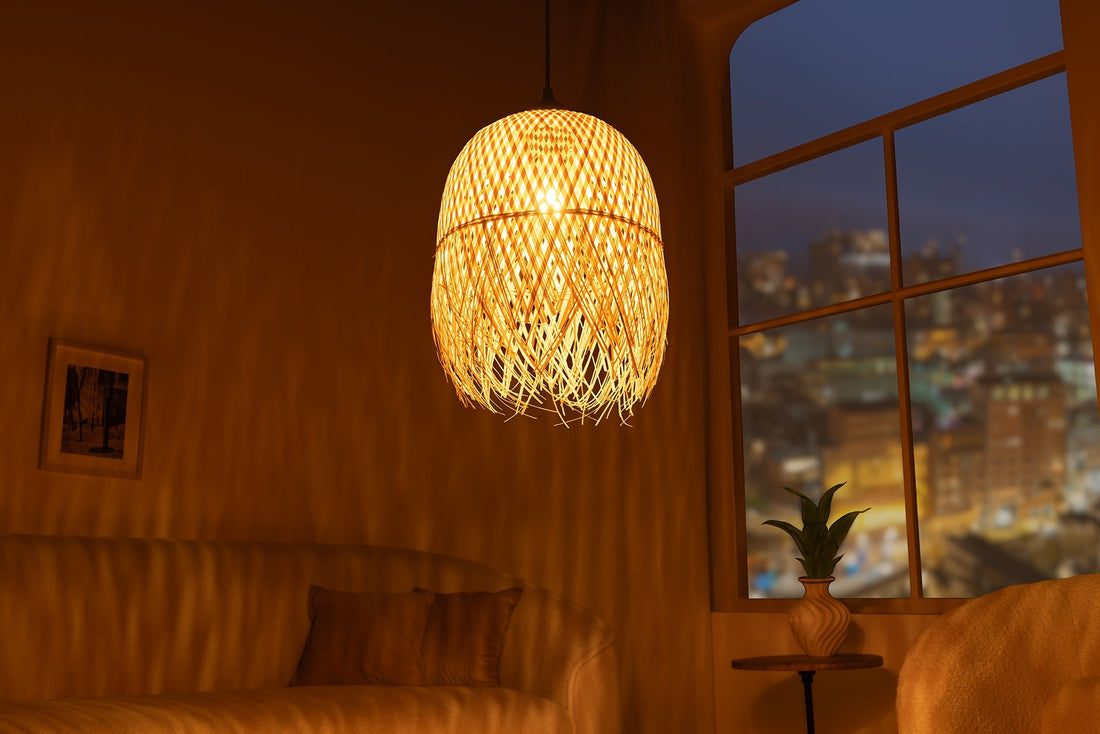 Lampe suspendue ORGANIC LIVING 30cm bambou naturel - 40576