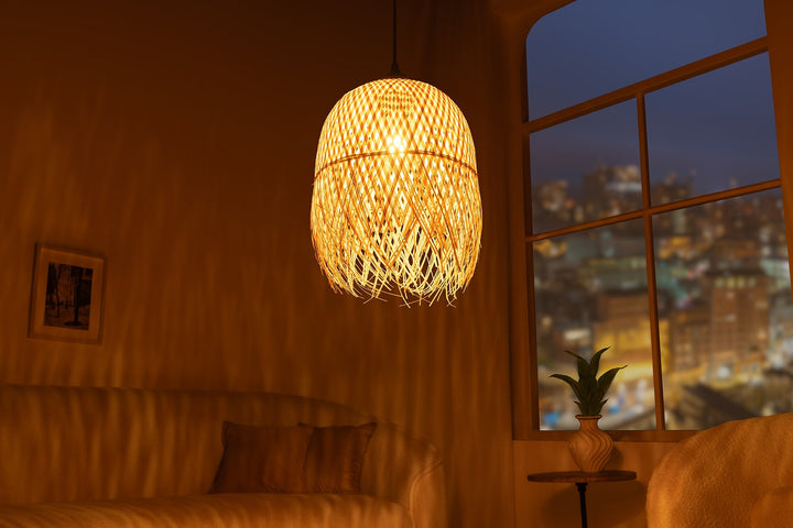 Lampe suspendue ORGANIC LIVING 30cm bambou naturel - 40576