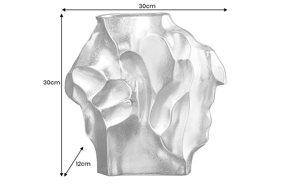 Vase LIQUIDE 30cm marteau effet marteau argent - 44877