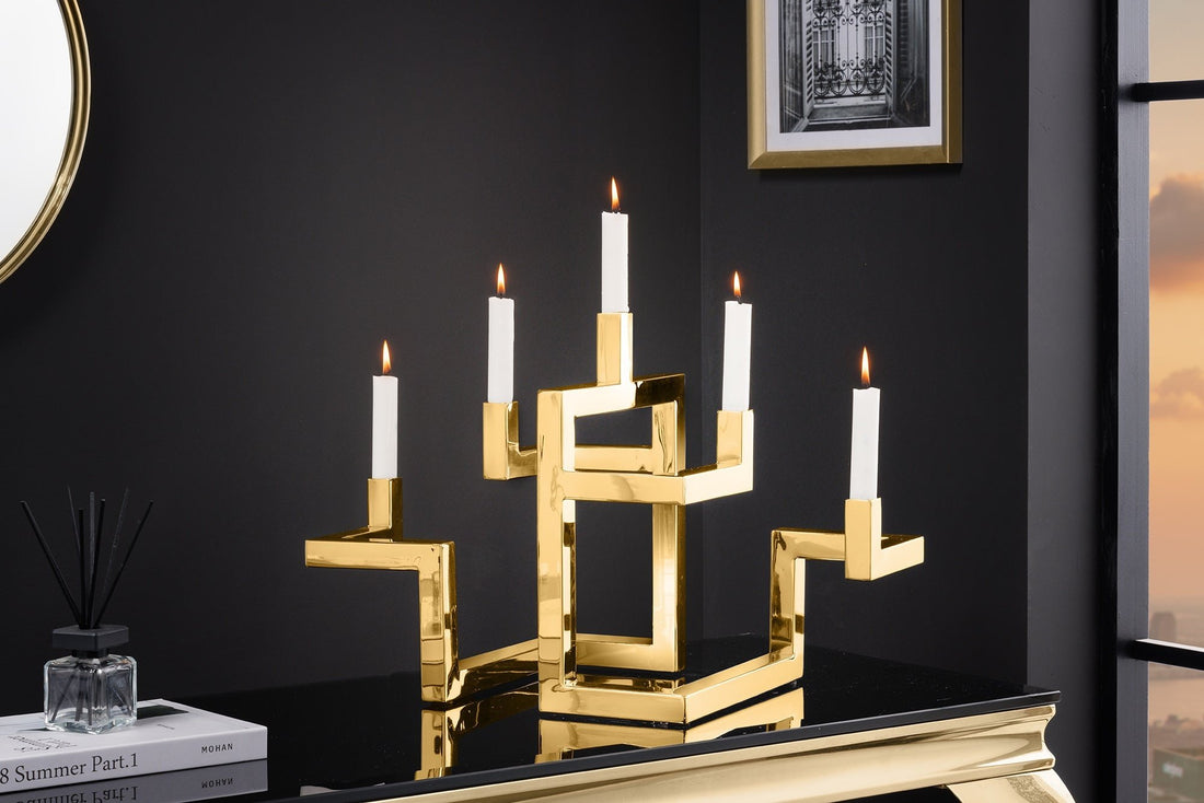 Bougeoir ABSTRAIT 50cm 5 flammes or - 44885
