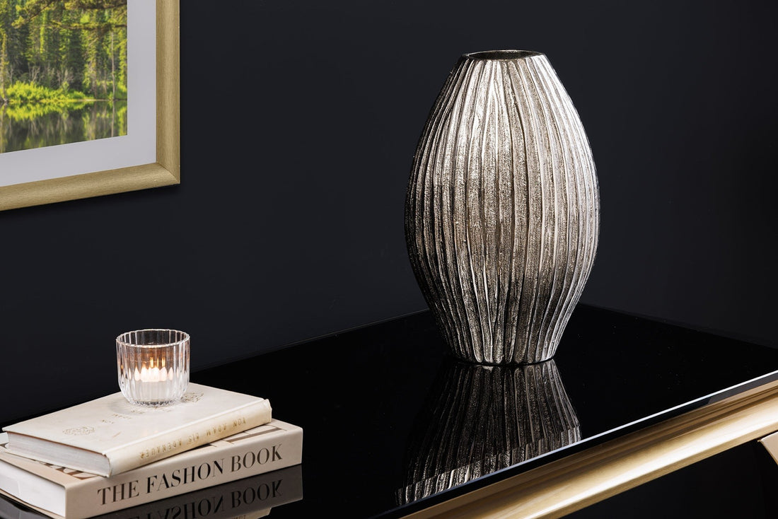 Vase ELEGANCE 30cm avec marteau effet marteau argent - 44839