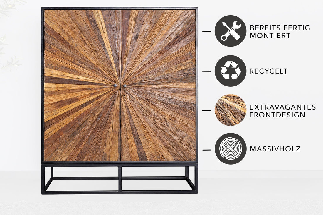 Buffet haut BARRACUDA 120 cm en manguier et teck marron - 44989