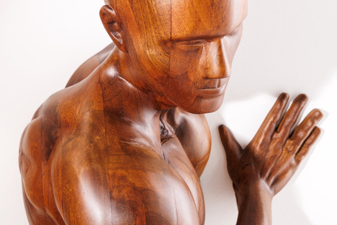 Sculpture murale SOUL 60cm bois de manguier marron - 44513