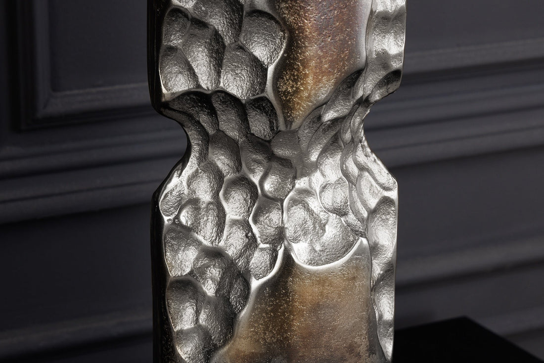 Vase PRECIOUS 50cm marteau effet marteau noir argent - 44888