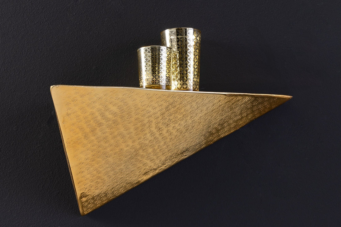 Etagère murale PYRAMID 40cm effet marteau doré - 44884