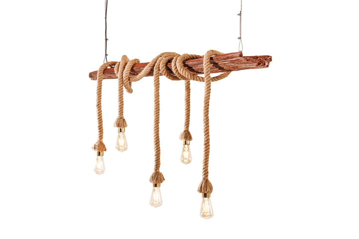 Lampe suspendue SEVEN SEAS 110cm bois d'acacia recyclé naturel - 44679