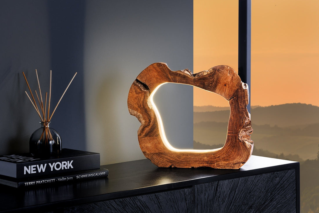 Lampe de table ORGANIC ARTWORK 45cm bandes LED naturel - 44684