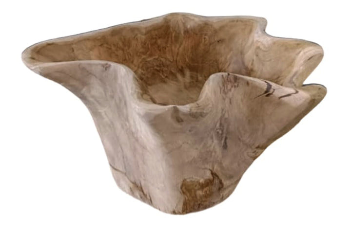 Bol décoratif FLEURS 35cm bois de teck naturel - 44707