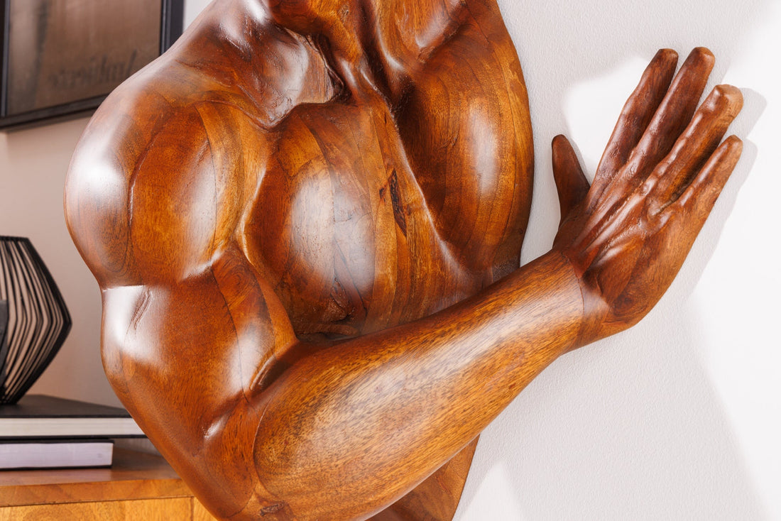 Sculpture murale SOUL 60cm bois de manguier marron - 44513
