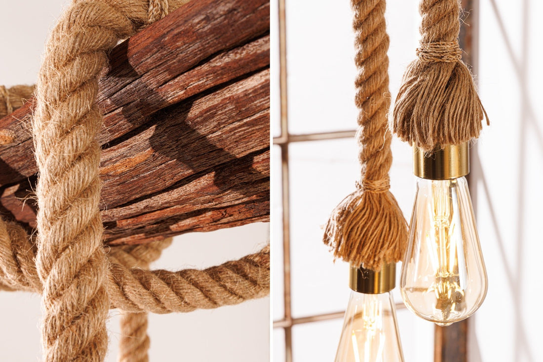 Lampe suspendue SEVEN SEAS 110cm bois d'acacia recyclé naturel - 44679