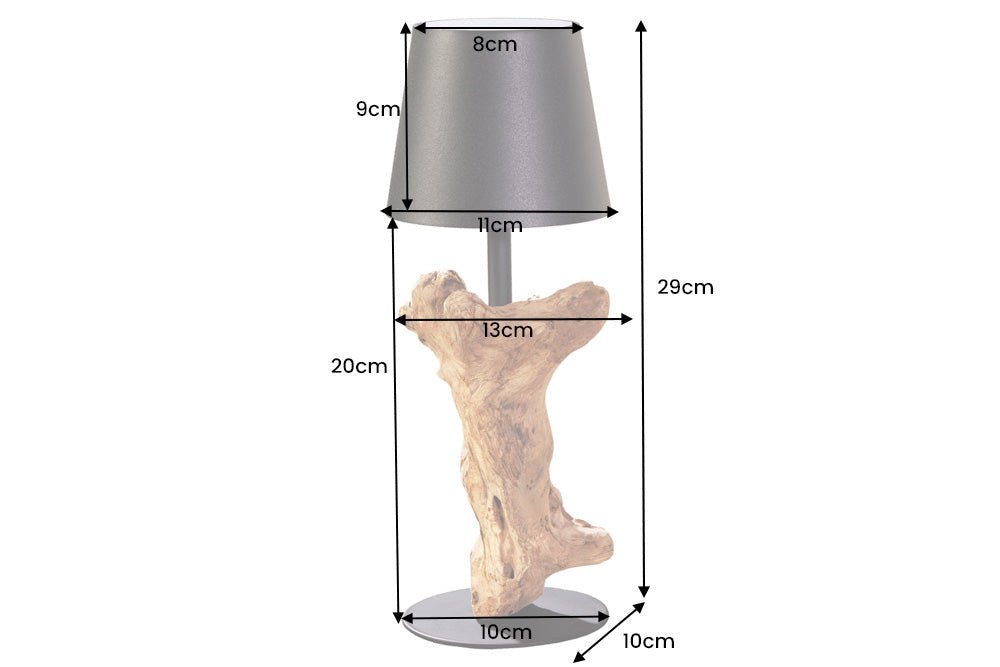 LampenkLED lampe de table à piles HYPNOTIC TO GO 30cm noir naturel rechargeable avec variateur tactile sans câble - 44098