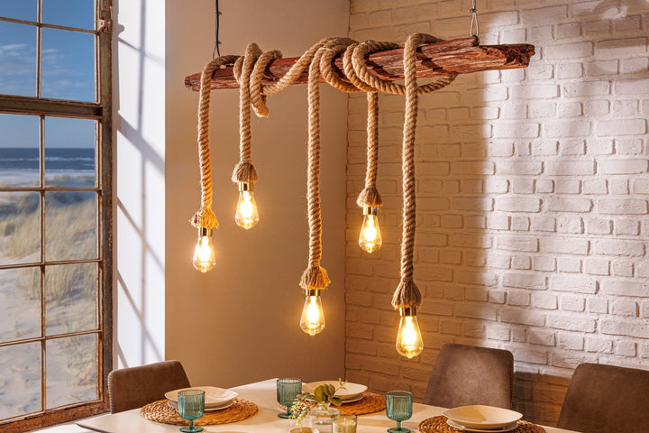 Lampe suspendue SEVEN SEAS 110cm bois d'acacia recyclé naturel - 44679