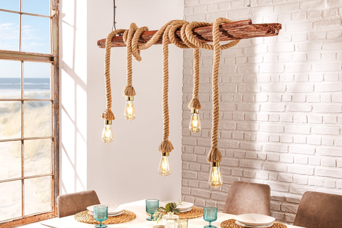 Lampe suspendue SEVEN SEAS 110cm bois d'acacia recyclé naturel - 44679