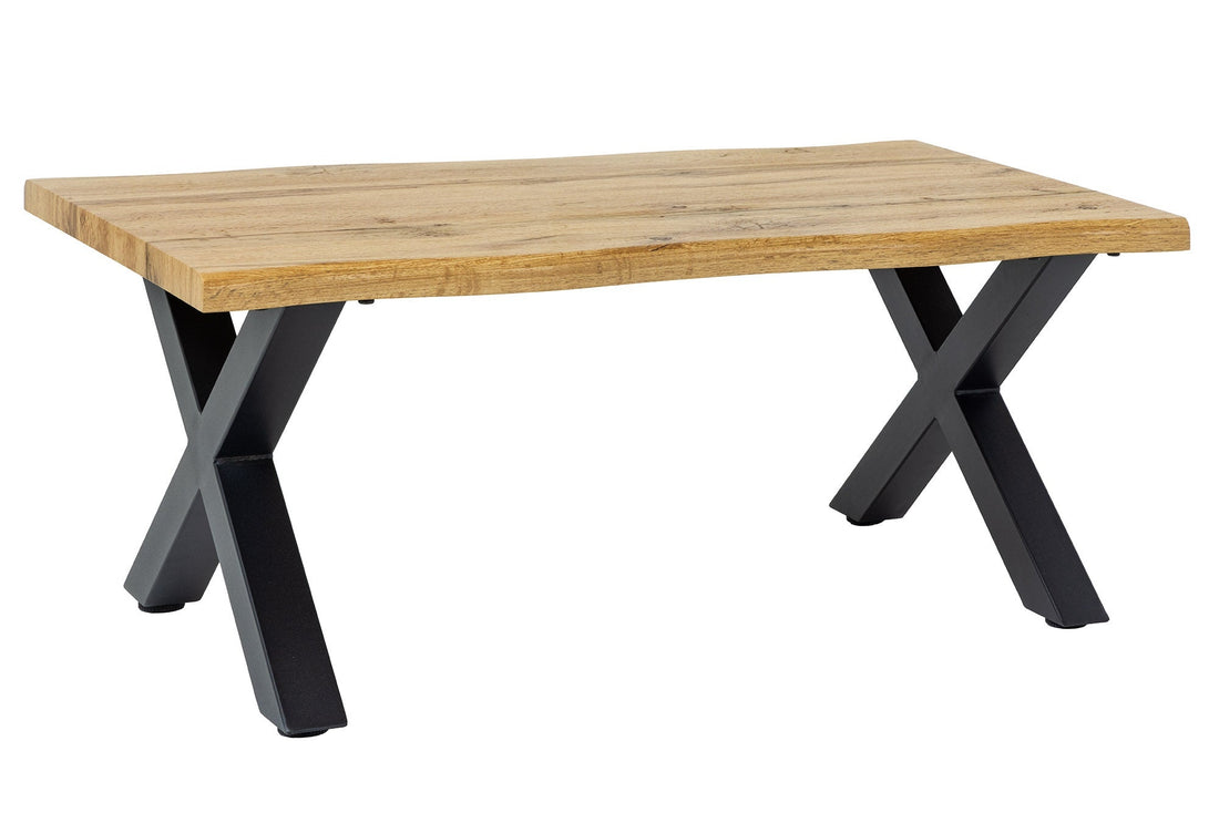 Table basse WILD 90cm plateau 30mm pieds en X aspect chêne sauvage naturel - 45081