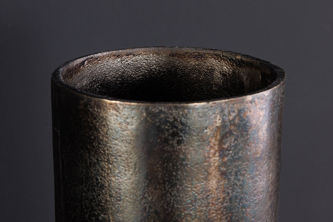 Vase PRECIOUS 40cm effet marteau marteau noir doré - 44893