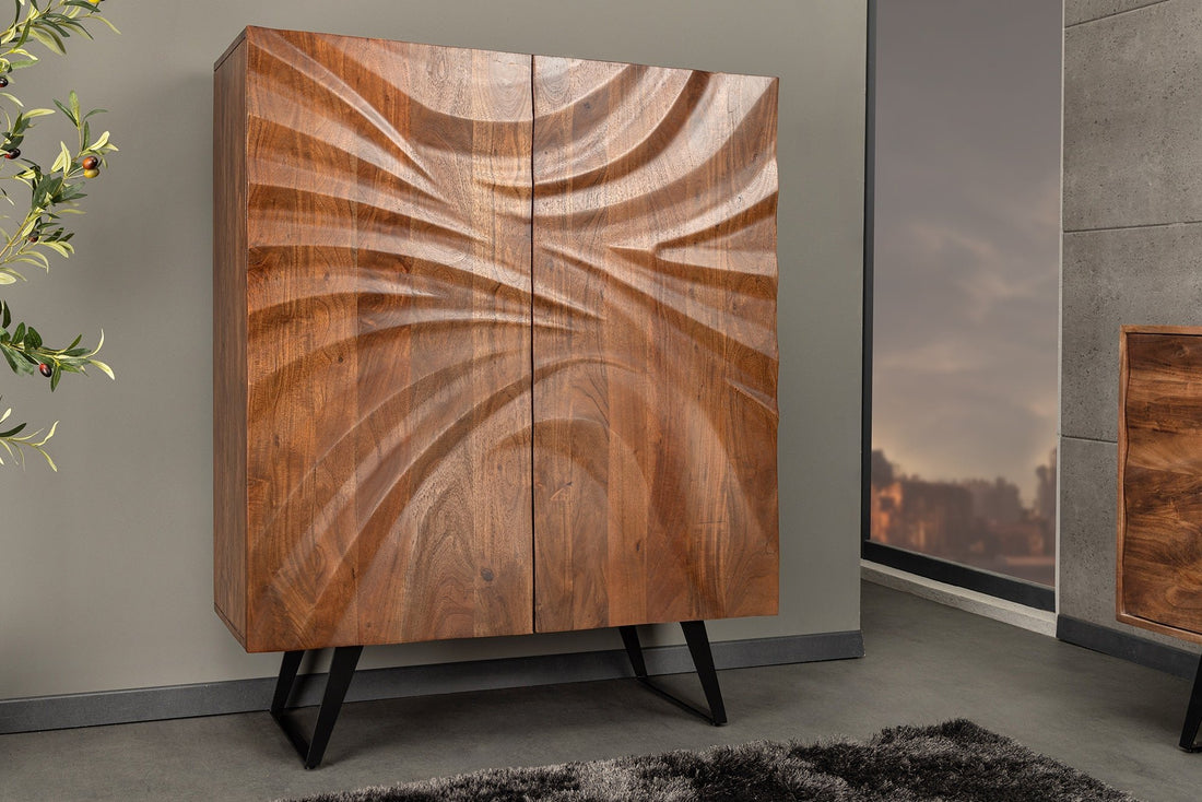 Buffet haut HURRICANE 120cm 3D bois d'acacia marron - 44408