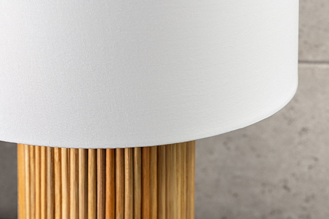 Lampe de table GATSBY 50cm bois de saule et pin abat-jour blanc naturel - 44496