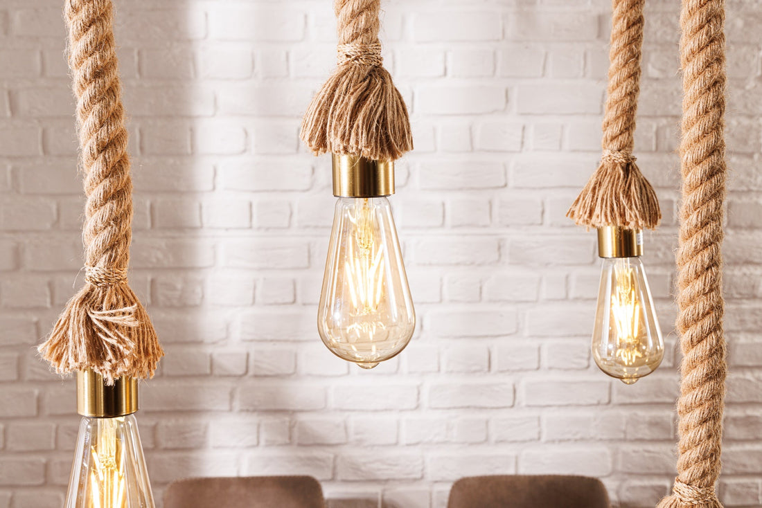 Lampe suspendue SEVEN SEAS 110cm bois d'acacia recyclé naturel - 44679