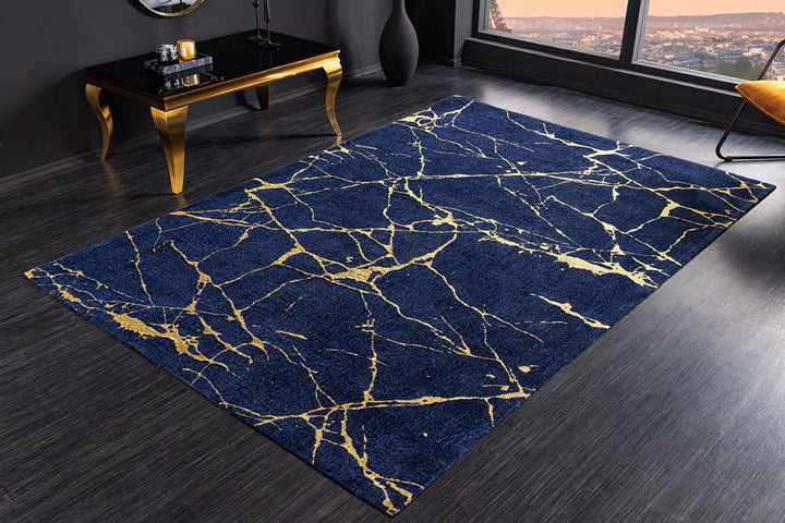 Tapis MARBLE 160x240cm bleu royal or - 44432