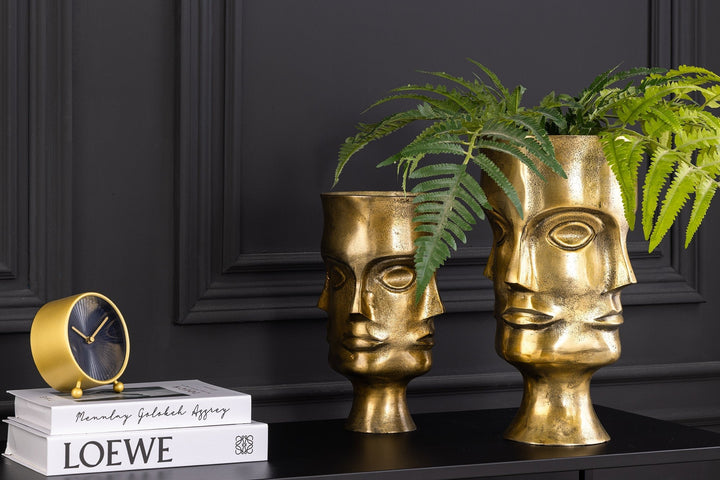 Vase à plantes FACE lot de 2 aluminium laiton antique - 44872